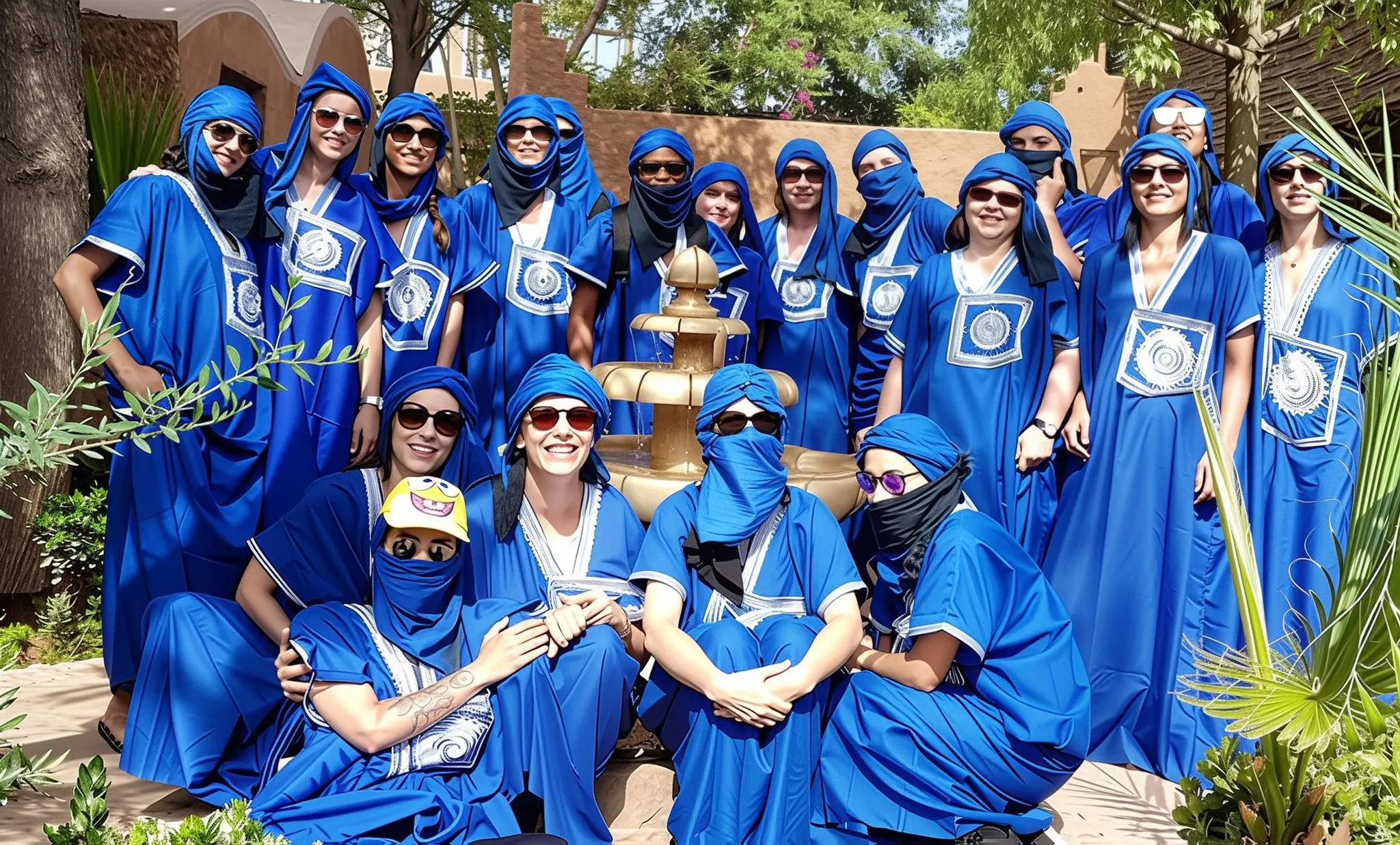 Tourists enjoying camel ride